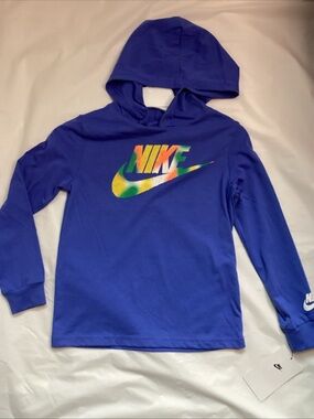 Nike Boys' Royal Blue Hoodie with Multicolor Logo